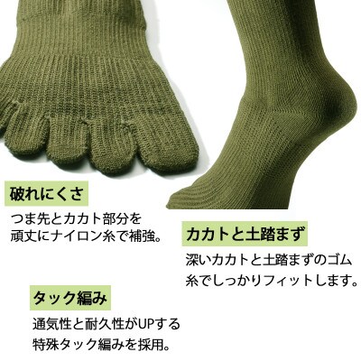 GUTS-MAN ストロング五本指ソックス(FS-01)3足組  L(27-29cm)・OD