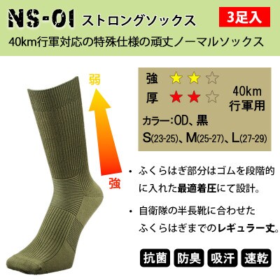 GUTS-MAN ストロングソックス(NS-01)3足組  S(23-25cm)・黒