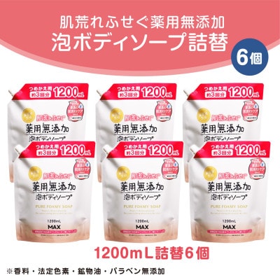 肌荒れを防ぐ薬用無添加　泡ボディソープ　詰替セット　6個入