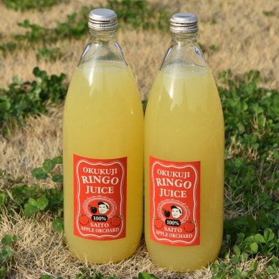 奥久慈りんごジュース(ストレート)1000ml×2本(化粧箱入り) 茨城県大子町 斉藤りんご園