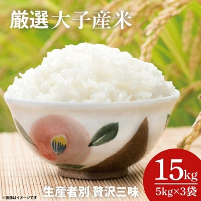 厳選大子産米・生産者別 贅沢三味 コシヒカリ 5kg×3袋 白米