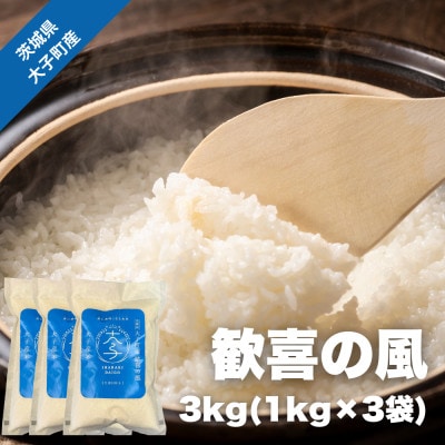 【数量限定】大子産米 歓喜の風 3kg(1kg×3袋)|茨城県 大子町 白米 令和7年産