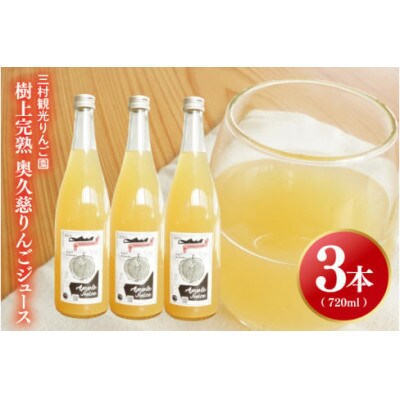 【三村観光りんご園】樹上完熟 奥久慈りんごジュース 720ml×3本セット|茨城県 大子町