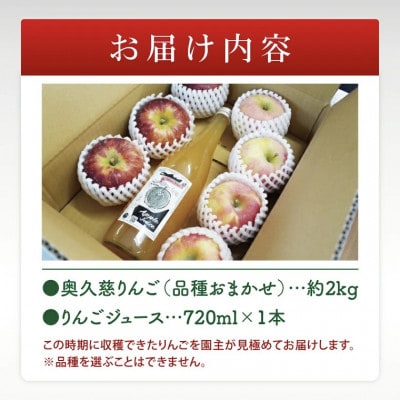 【数量限定】三村観光りんご園の贅沢りんごセット(りんご2kg・ジュース720ml×1本)|大子町