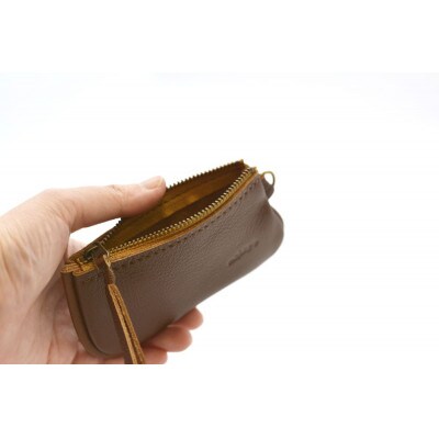 ファスナーコインケース・カードケースセット　キャメルブラウン