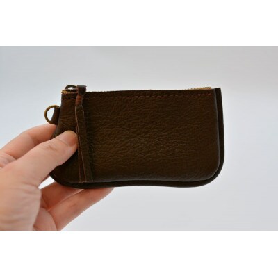 ファスナーコインケース・カードケースセット　ダークブラウン