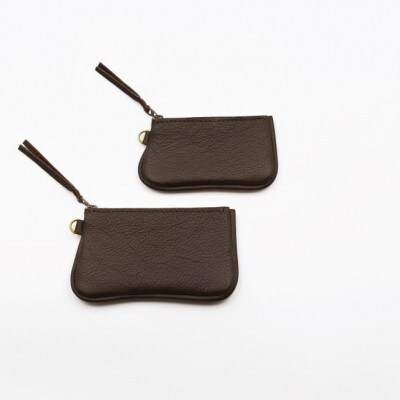 ファスナーコインケース・カードケースセット　ダークブラウン