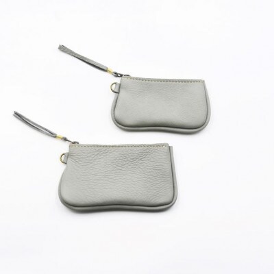 ファスナーコインケース・カードケースセット　ライトグレー