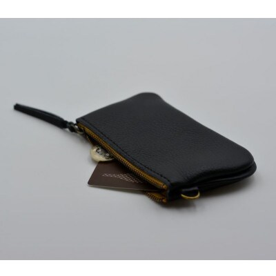 ファスナーコインケース・カードケースセット　ブラック