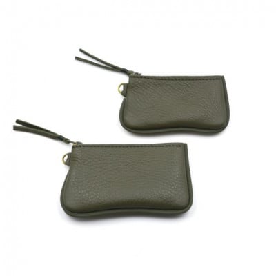 ファスナーコインケース・カードケースセット　オリーブグリーン