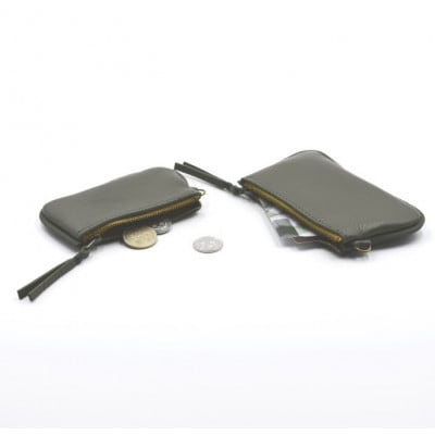 ファスナーコインケース・カードケースセット　オリーブグリーン