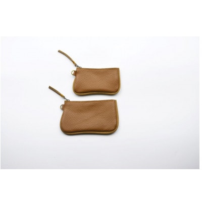 ファスナーコインケース・カードケースセット　キャメル