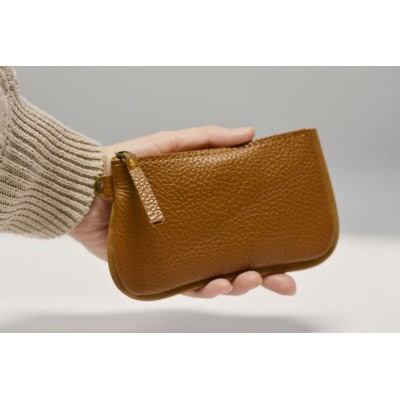 ファスナーコインケース・カードケースセット　キャメル