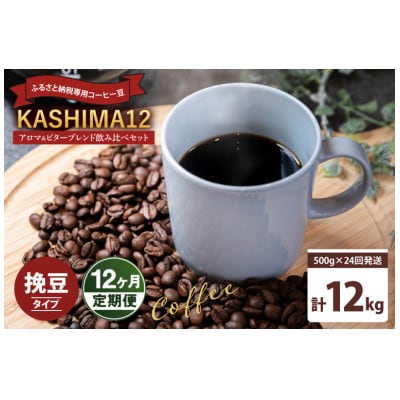 【2週間毎定期便】KASHIMA12飲み比べセット コーヒー豆 計12kg(各回500g)粉全24回