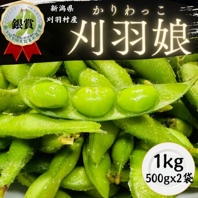 新潟県刈羽村　朝採直送枝豆　刈羽娘1kg(500g×2パック)