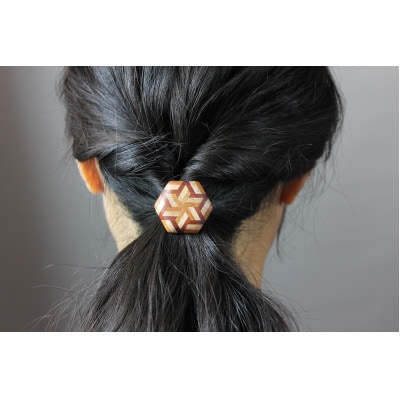 寄木のストライプ六角ヘアゴム