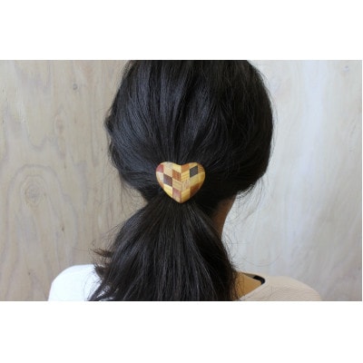 寄木のハートヘアゴム
