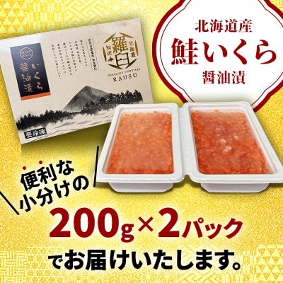 北海道産 いくら(鮭卵)醤油漬 400g(200g×2パック) 小分け