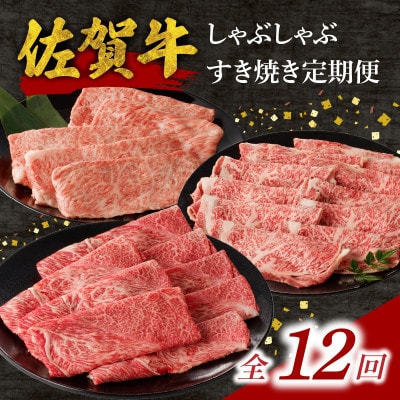 【毎月定期便】中山牧場 佐賀牛しゃぶしゃぶすき焼き【Z115_12】全12回