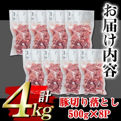 鹿児島県産豚切り落とし(計4kg・500g×8P)(伊佐市)