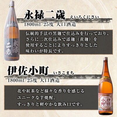 【毎月定期便】伊佐地区焼酎お薦めセット!(各1.8L/各1本・計4本)全6回