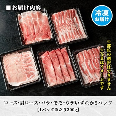 鹿児島県産!贅沢な黒・沖田の黒豚(計1.5kg・ロース、肩ロース、バラ、モモ、ウデいずれか5パック)