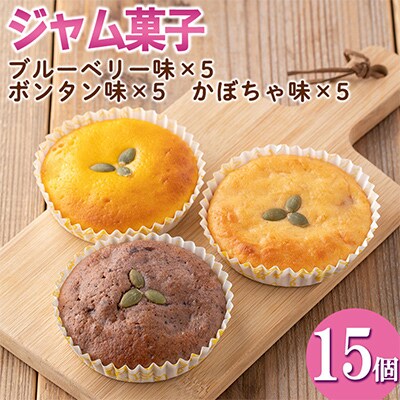 ジャム菓子3種(ブルーベリー味5個、ボンタン味5個・かぼちゃ味5個・計15個)