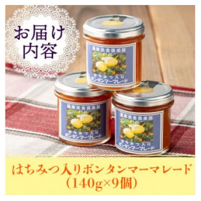 【数量限定】手作りはちみつ入りボンタンマーマレード(計9個・各140g)