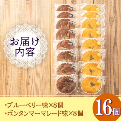 《数量限定》ジャム菓子2種(ブルーベリー味8個、ボンタン味8個・計16個)