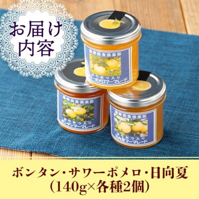 3種の柑橘ジャム食べ比べセット(計6個・ボンタン、サワーポメロ、日向夏 各140g)　isa555