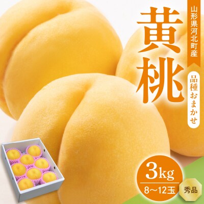 【令和7年産】黄桃 品種おまかせ 3kg (8～12玉前後) ギフト箱入 秀品 山形県産 