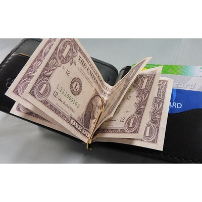 コインケース付　札バサミ(ブラック)90×125×20mm[No.5880-3158]