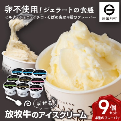 北海道 お菓子 スイーツ 放牧牛 アイスクリーム 4種9個 セット アイス 冷凍 ギフト