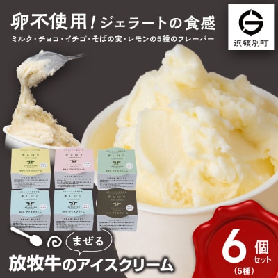 放牧牛 アイスクリーム 食べ比べセット(ミルク2個・イチゴ1個・そばの実1個・チョコ1個・レモン仕立