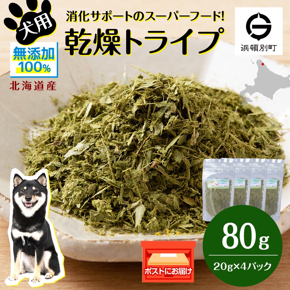 犬 おやつ 無添加 国産 乾燥グリーントライプ 80g (20g×4) 
