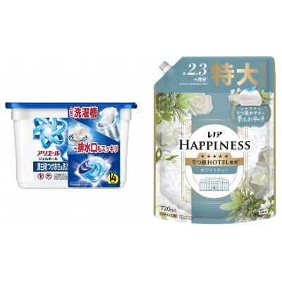 アリエール ジェルボール プロ 本体 & レノアハピネス ホワイトティーの香り つめかえ用720mL