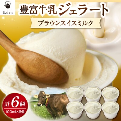 E.den(エデン) 豊富牛乳ジェラート ブラウンスイスミルク 100ml×6個