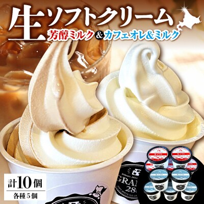 生ソフトクリーム【芳醇ミルク/カフェオレ&ミルク】 計10個