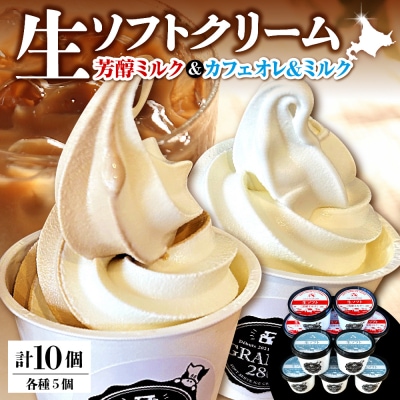 生ソフトクリーム【芳醇ミルク/カフェオレ&ミルク】 計10個