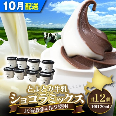【2026年10月配送】とよとみ牛乳ソフトクリーム【ショコラミックス 120ml×12個】