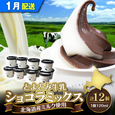 【2026年1月配送】とよとみ牛乳ソフトクリーム【ショコラミックス 120ml×12個】