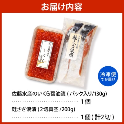 佐藤水産 鮭さざ浪漬(塩糀漬)2切入&いくら醤油漬け130g×1個セット【KAT-607】