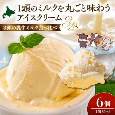 1頭のミルクを丸ごと味わうアイスクリーム 80ml×6個《牛3頭セット》【石原牧場】