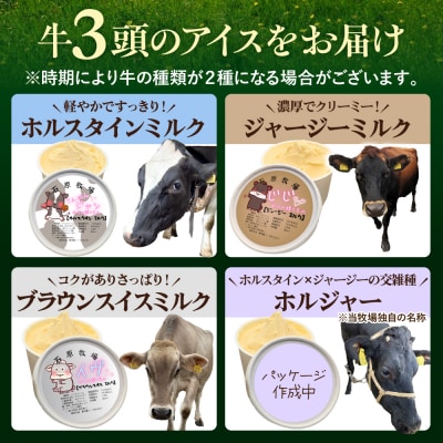 牛で選べるアイスクリーム 80ml×6個《牛3頭セット、品種2~3種》【石原牧場】