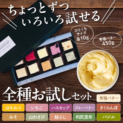 とよとみバター全種お試しセット【有塩バター450g×1個、10種アソートセット】