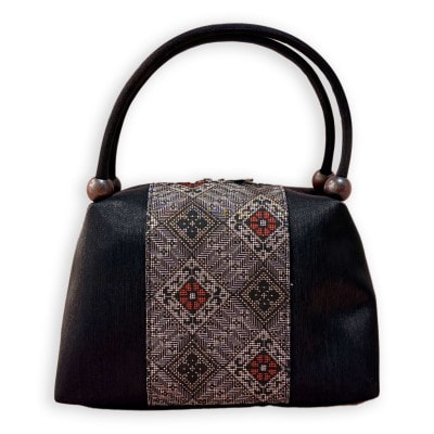 大島紬台形バッグ(泥龍郷柄 赤 3.5玉)