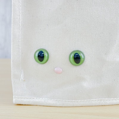 【猫目バッグ】わたし猫・帆布トートバッグ(大)/グリーン