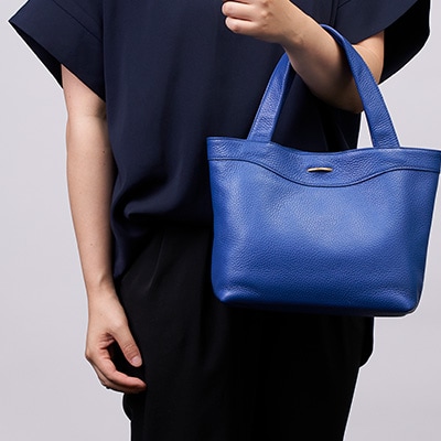 Coquette イタリアンレザー・日本製/ミニトートバッグ(ブルー)