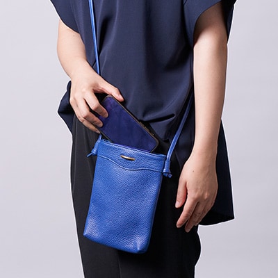 Coquette イタリアンレザー・日本製/ミニショルダーバッグ(ブルー)