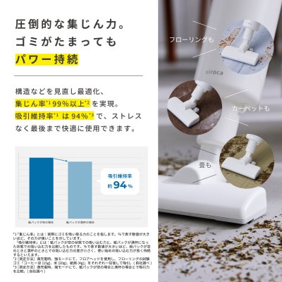 シロカ　紙パック式コードレススティッククリーナー らくらクリーナー　SV-SK151
